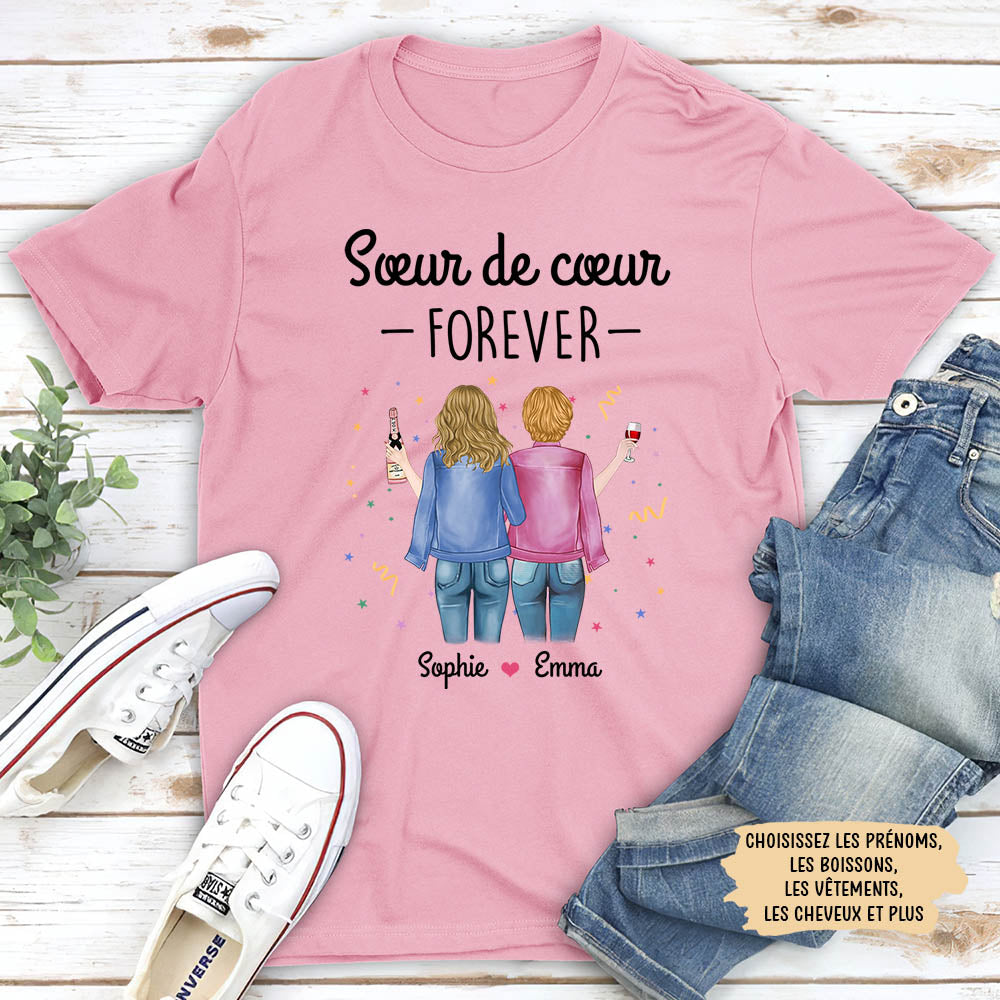 T-shirt Unisexe Personnalisé - Sœur De Cœur Forever