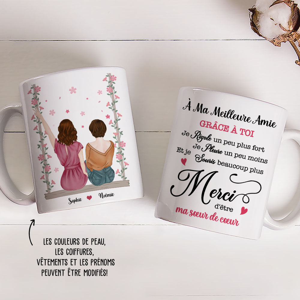 Mug original coeurs - Tasse cadeau avec message personnalisé (pour