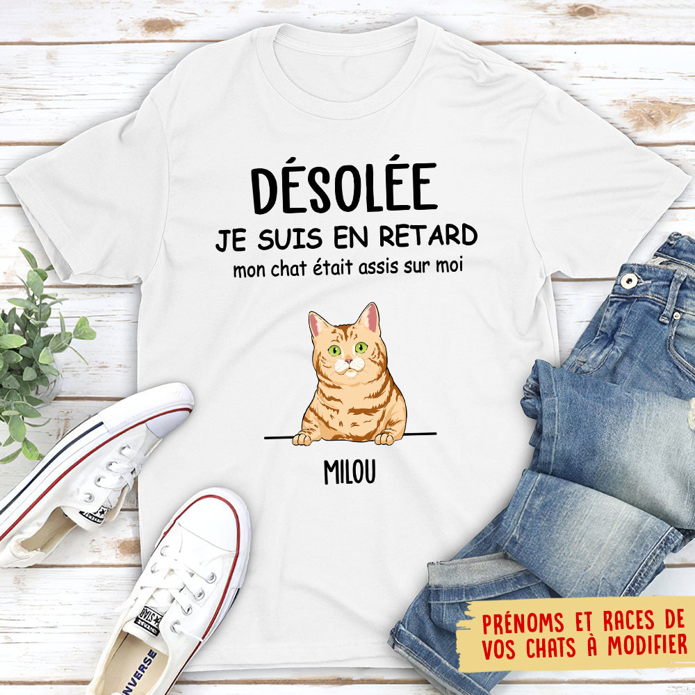 T-shirt Unisex Personnalisé - Mon Chat Était Assis Sur Moi