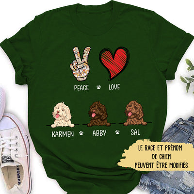 T-shirt Femme Personnalisé - Peace Love Dog