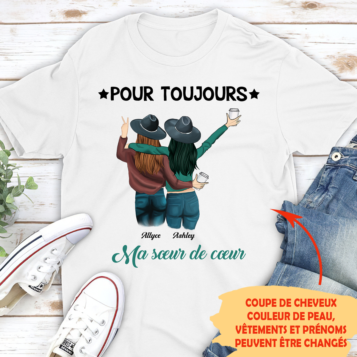 T-shirt Unisexe Personnalisé - Sœur De Cœur